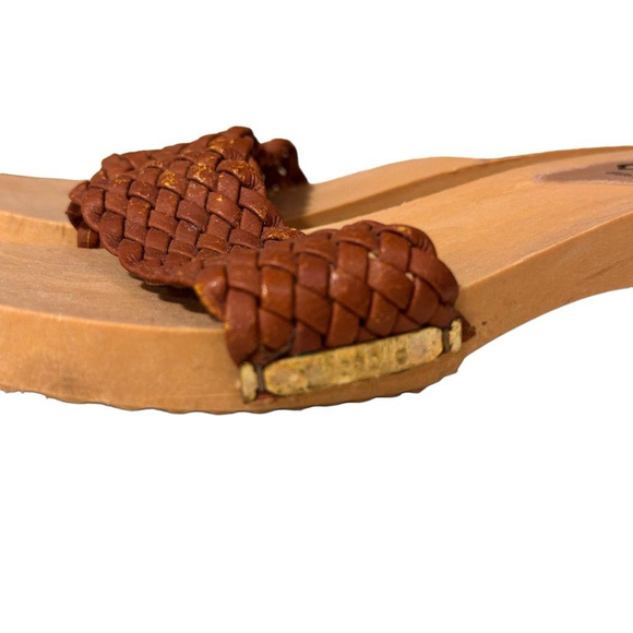 Rapallo Women's Brown Leather Woven Block Sandals Size 8 Made In Italy - Picture 11 of 14